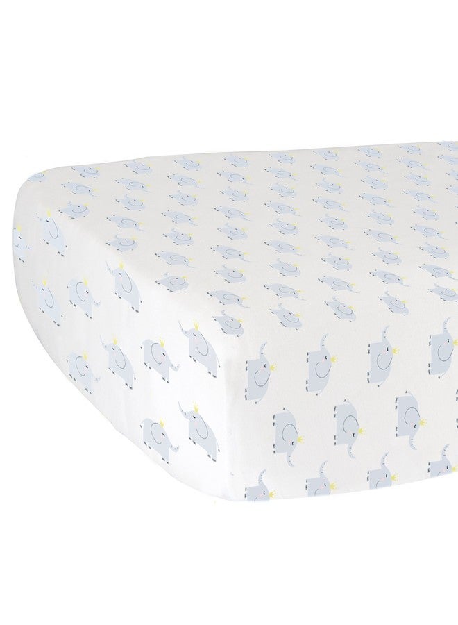 Hello Spud - Elephants Fitted Crib Sheet Organic Cotton Jersey - Super Soft - Image 1